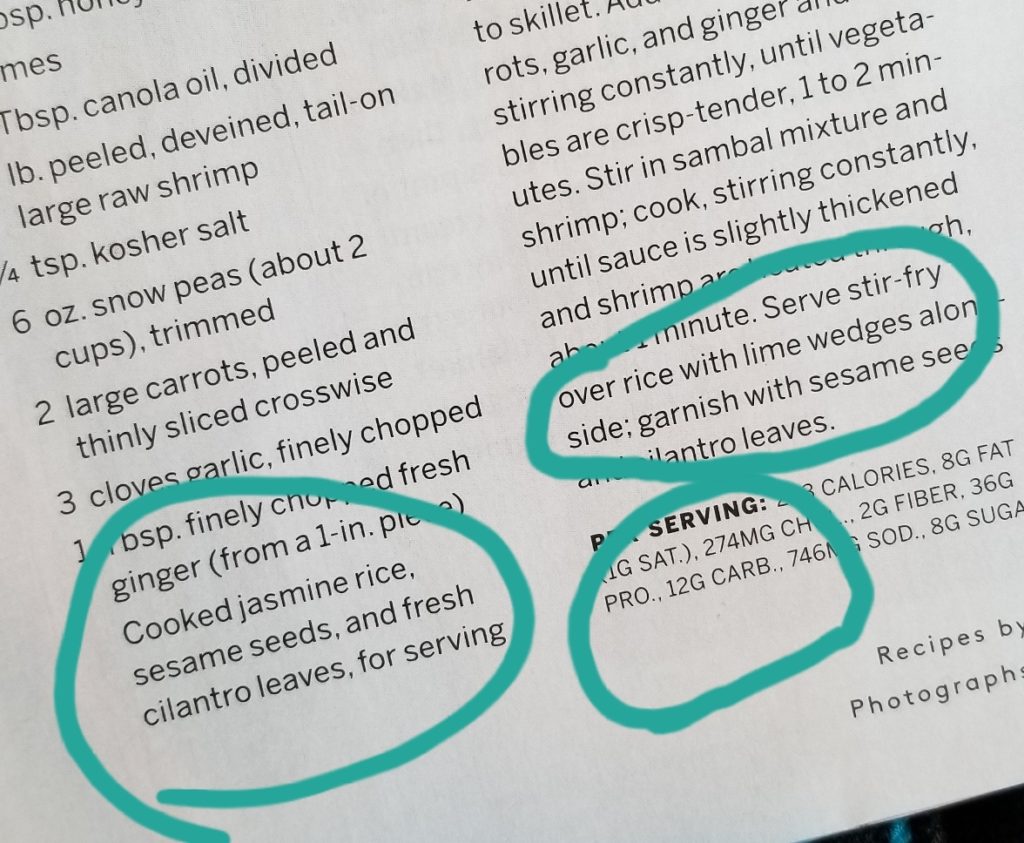 interpreting recipes and nutrition facts