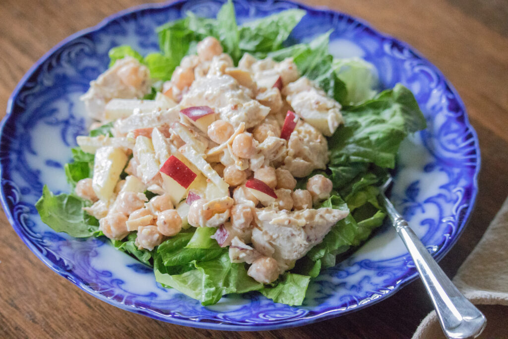 healthy chicken salad apple chickpea
