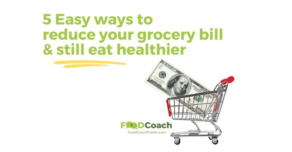 grocery cart with $100 bill to symbolize cost of food and grocery budget