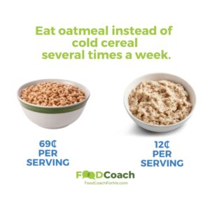 one bowl of oatmeal and one bowl of breakfast cereal